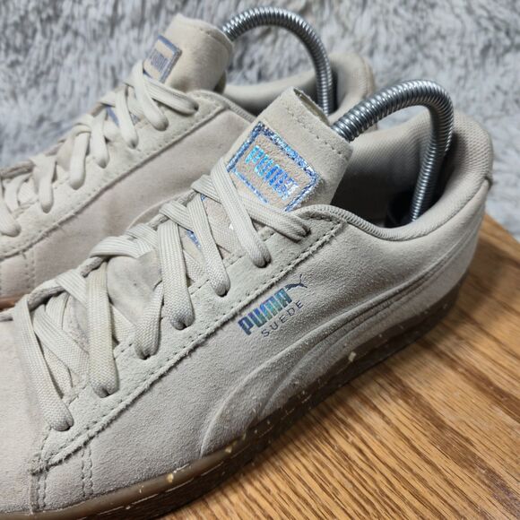 Puma Classic Suede Kids Size 6.5C Tan Spackled Gum Soles Lace Up LowTop Shoes - Picture 9 of 12